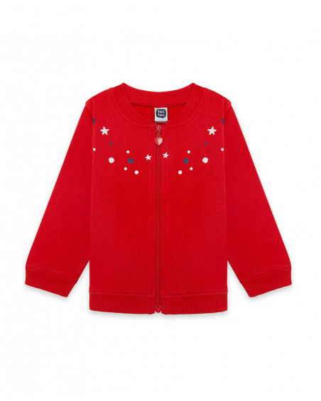 Veste en coton molletonné avec fermeture éclair fille rouge red Veste en coton molletonné avec fermeture éclair fille rouge red
