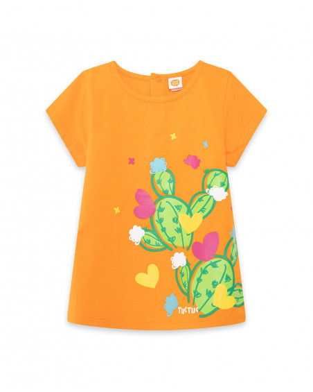 Tee-shirt en jersey cactus fille orange funcactus Tee-shirt en jersey cactus fille orange funcactus