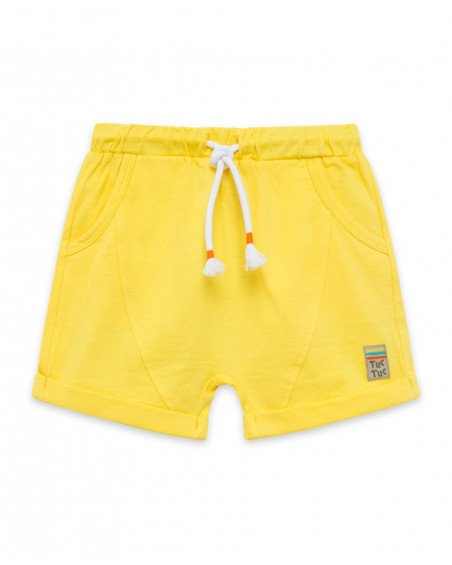 Bermuda en jersey lacets garçon jaune funcactus Bermuda en jersey lacets garçon jaune funcactus