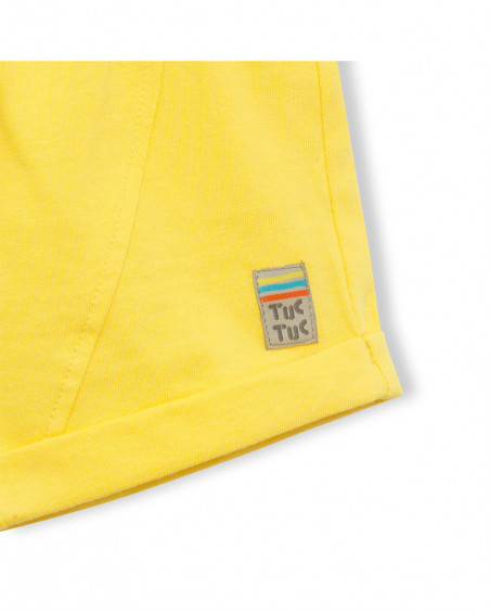 Bermuda en jersey lacets garçon jaune funcactus Bermuda en jersey lacets garçon jaune funcactus
