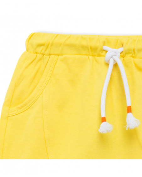 Bermuda en jersey lacets garçon jaune funcactus Bermuda en jersey lacets garçon jaune funcactus