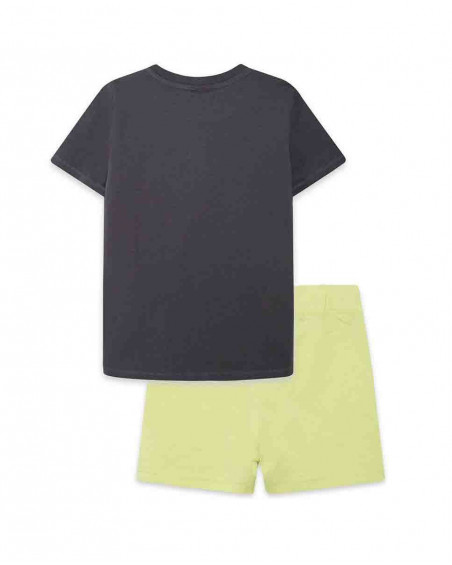 Tee-shirt et bermuda en jersey lacets garçon gris play Tee-shirt et bermuda en jersey lacets garçon gris play