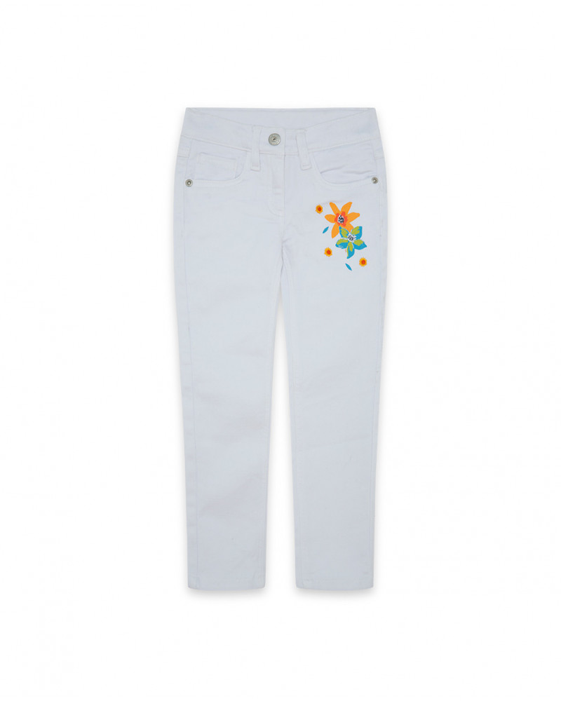 Pantalon en jeans fleur fille blanche summer festival