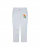 Pantalon en jeans fleur fille blanche summer festival Pantalon en jeans fleur fille blanche summer festival