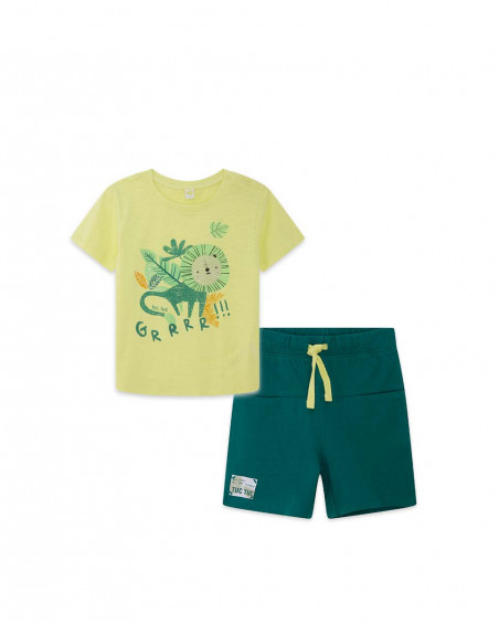 Tee-shirt et bermuda en jersey lacets garçon vert in the jungle