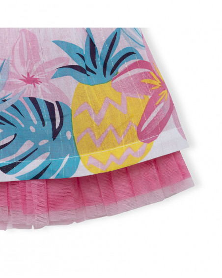 Robe en popeline et tulle volants fille blanche tahiti Robe en popeline et tulle volants fille blanche tahiti
