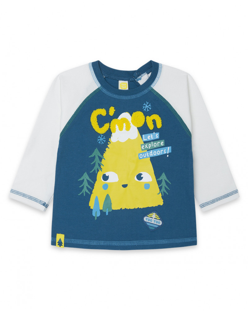 Tee-shirt en jersey forêt garçon bleu color hikers