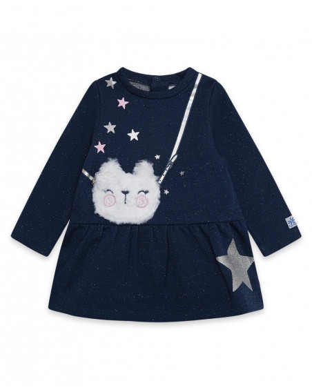 Robe en coton molletonné étoiles fille bleue glaciar Robe en coton molletonné étoiles fille bleue glaciar