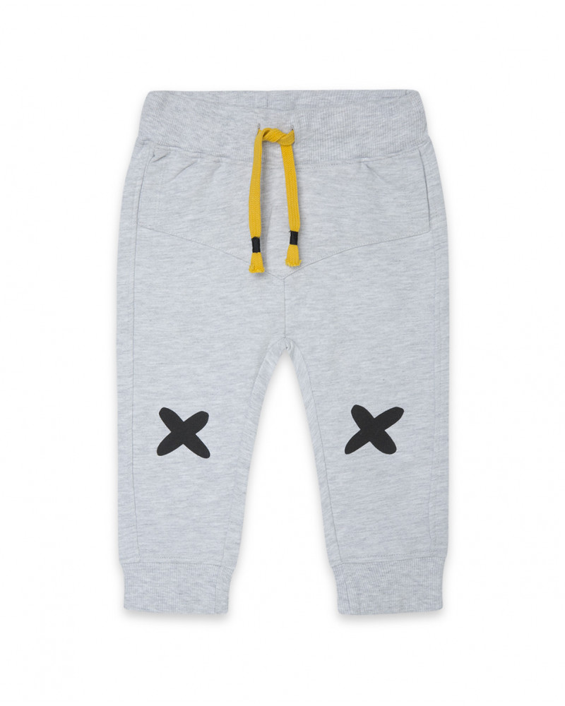 Pantalon en peluche lacets garçon gris bee happy