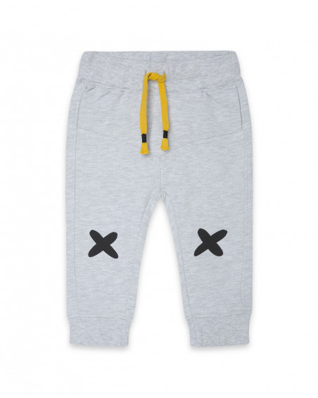 Pantalon en peluche lacets garçon gris bee happy Pantalon en peluche lacets garçon gris bee happy