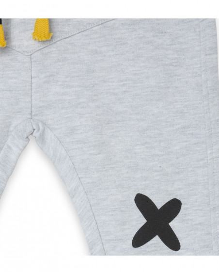 Pantalon en peluche lacets garçon gris bee happy Pantalon en peluche lacets garçon gris bee happy