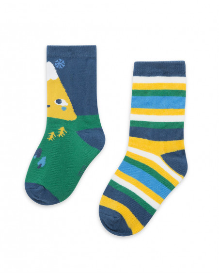 Lot 2 chaussettes imprimés garçon vertes color hikers Lot 2 chaussettes imprimés garçon vertes color hikers
