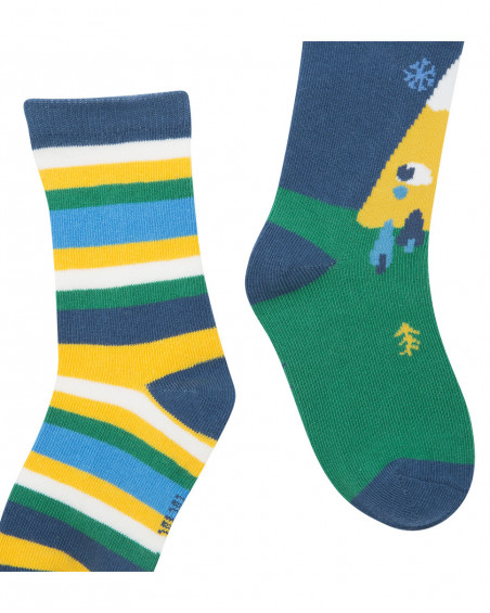 Lot 2 chaussettes imprimés garçon vertes color hikers Lot 2 chaussettes imprimés garçon vertes color hikers