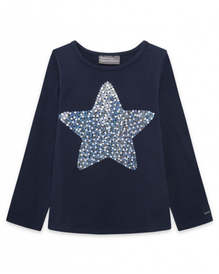 Tee-shirt en jersey étoile fille marine basicos baby