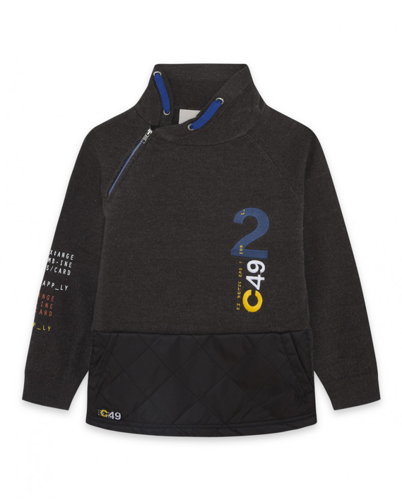 Pull-over en tricot poche fille gris dance muse