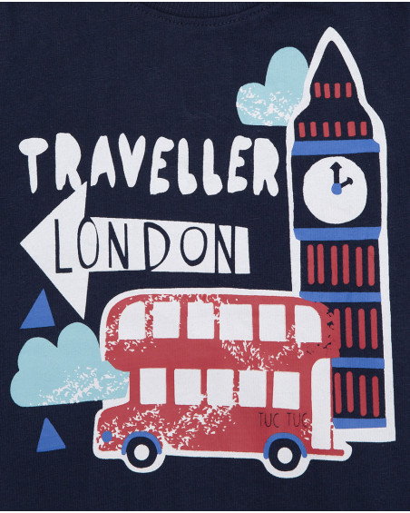 Tee-shirt en jersey message garçon bleu hello london Tee-shirt en jersey message garçon bleu hello london