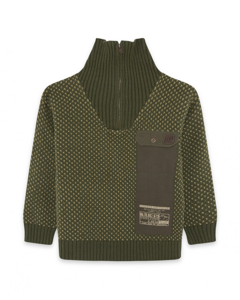 Pull-over en tricot avec fermeture éclair garçon vert northern