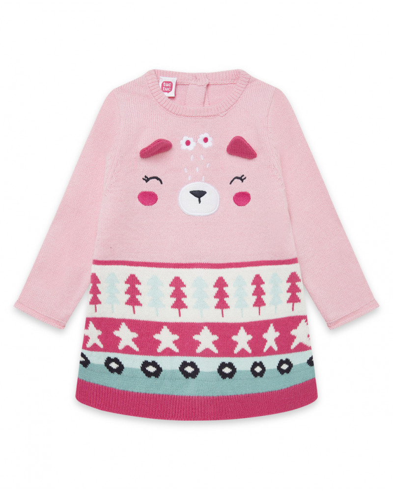 Robe en tricot visage fille rose dancing in the woods