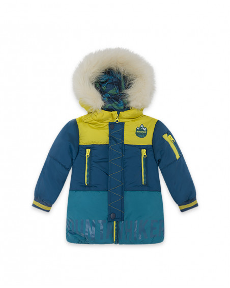 Parka matelassée avec capuche garçon bleue color hikers Parka matelassée avec capuche garçon bleue color hikers