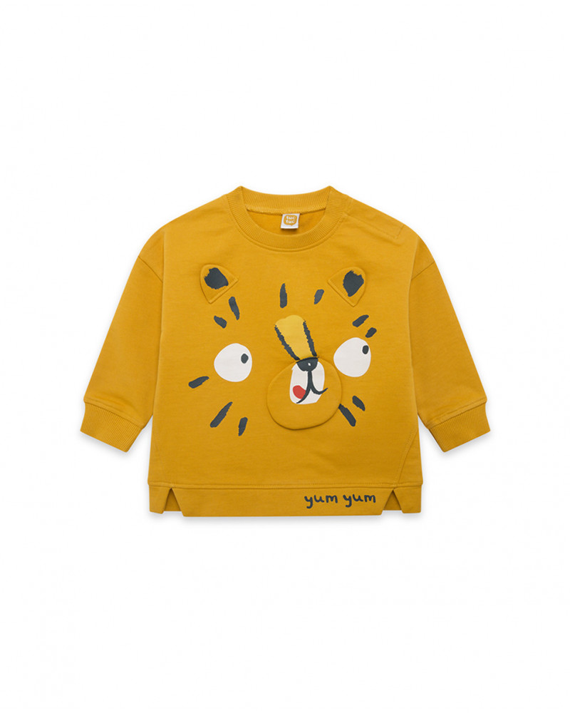 Sweat-shirt en peluche lion garçon orange basicos kids