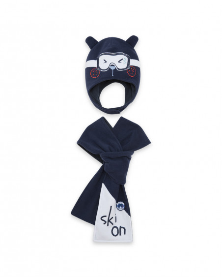 Bonnet et écharpe polaire petit ourson garçon bleu glaciar Bonnet et écharpe polaire petit ourson garçon bleu glaciar