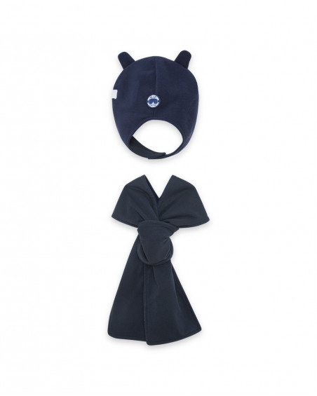 Bonnet et écharpe polaire petit ourson garçon bleu glaciar Bonnet et écharpe polaire petit ourson garçon bleu glaciar