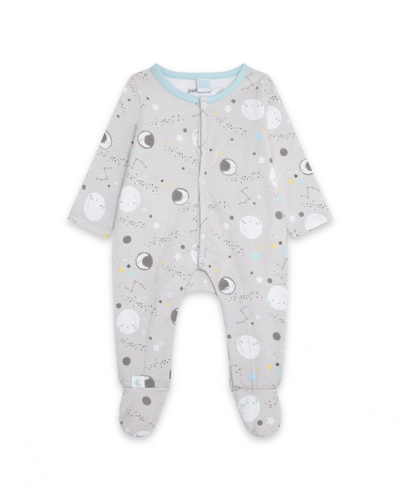 Grenouillère en jersey long avec pieds garçon gris luna llena