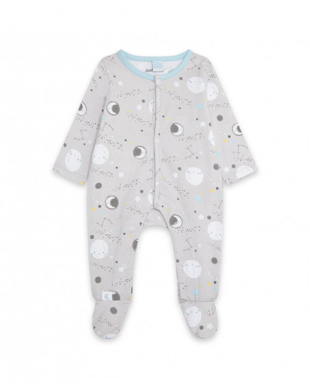 Grenouillère en jersey long avec pieds garçon gris luna llena Grenouillère en jersey long avec pieds garçon gris luna llena