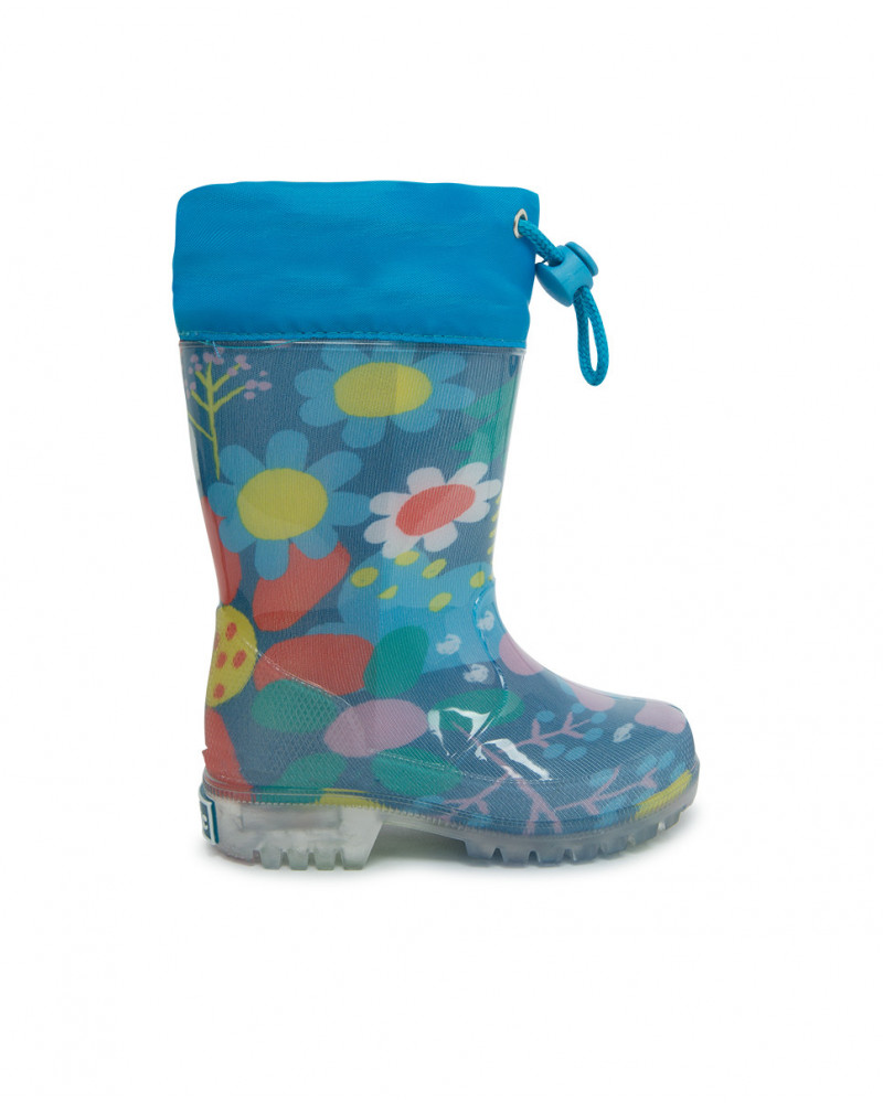Bottes de pluie lumière fleurs fille bleues color hikers