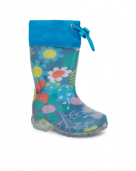 Bottes de pluie lumière fleurs fille bleues color hikers