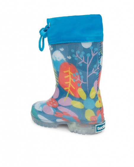 Bottes de pluie lumière fleurs fille bleues color hikers