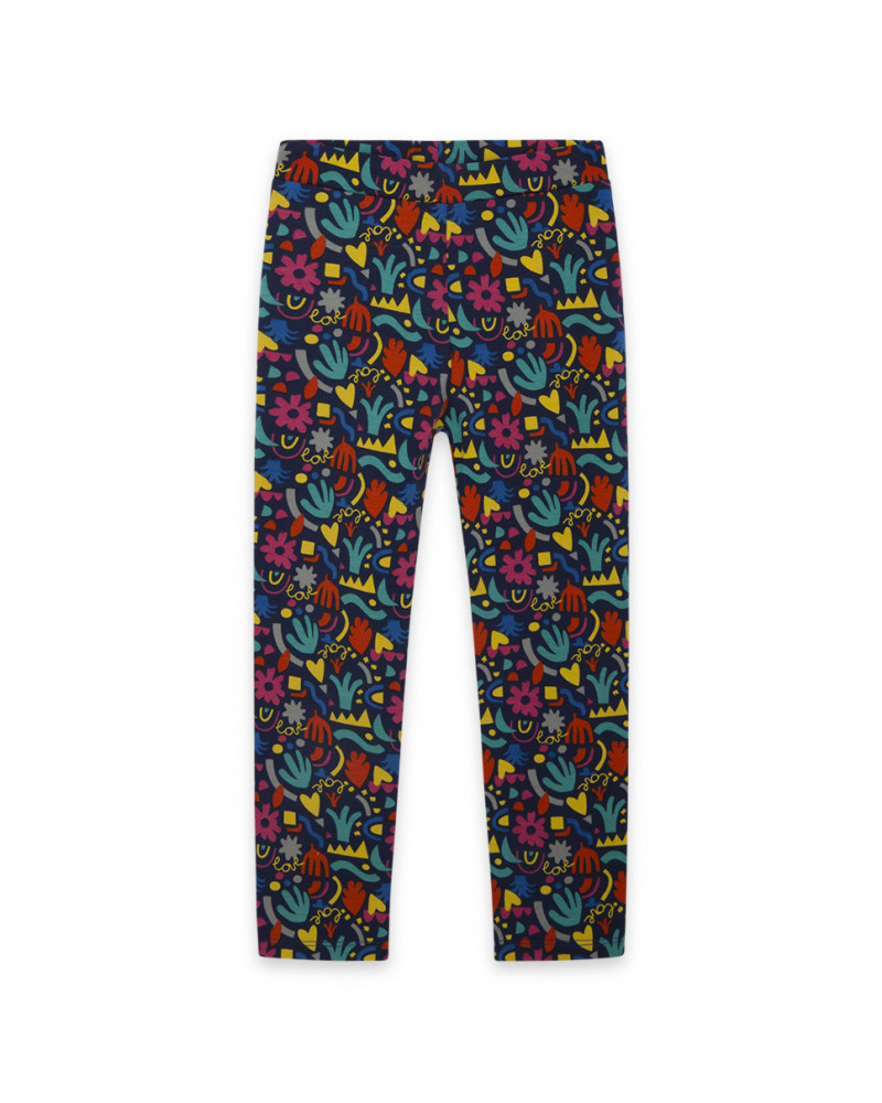 Leggings en jersey imprimé fille bleus breakfast time