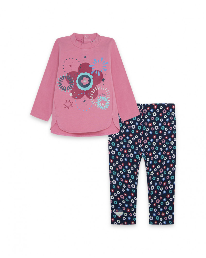 T-shirt et leggings en jersey imprimé fille rose kyoto girls