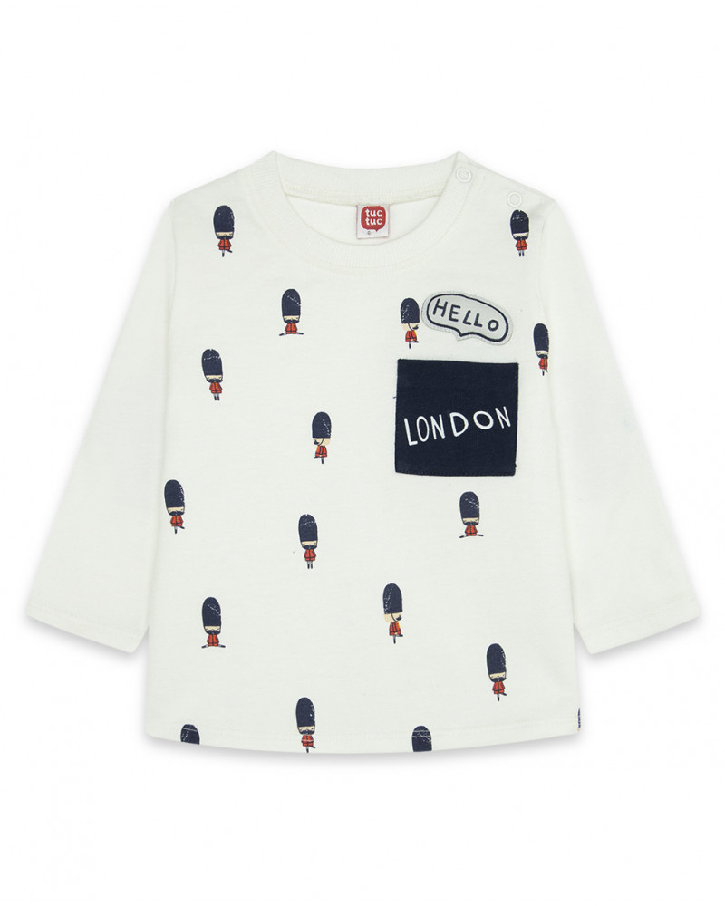 Tee-shirt en jersey avec poches garçon blanc hello london