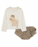 Pull-over en tricot et slip noeud fille beige brownie bears Pull-over en tricot et slip noeud fille beige brownie bears