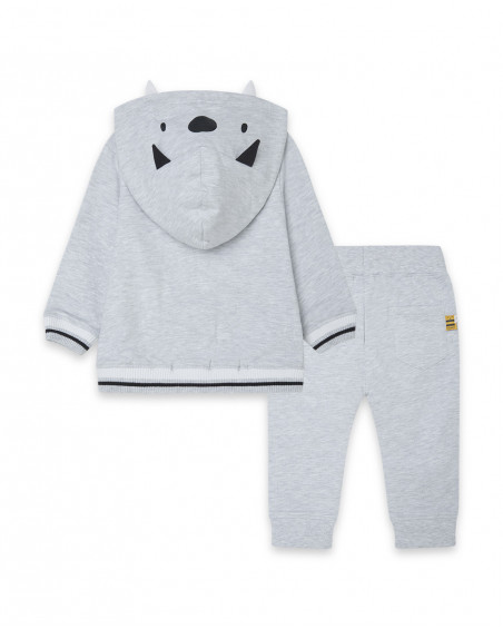 Sweat et pantalon en peluche jogging garçon gris bee happy Sweat et pantalon en peluche jogging garçon gris bee happy
