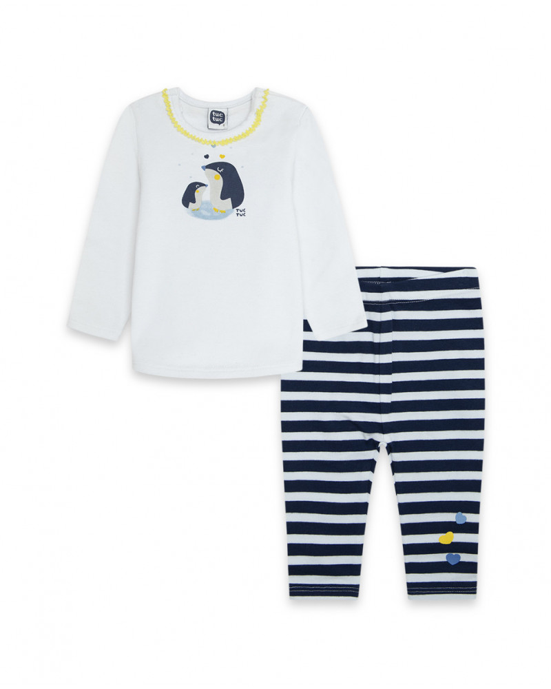 T-shirt et pantalon en jersey à rayures fille bleu it's cold