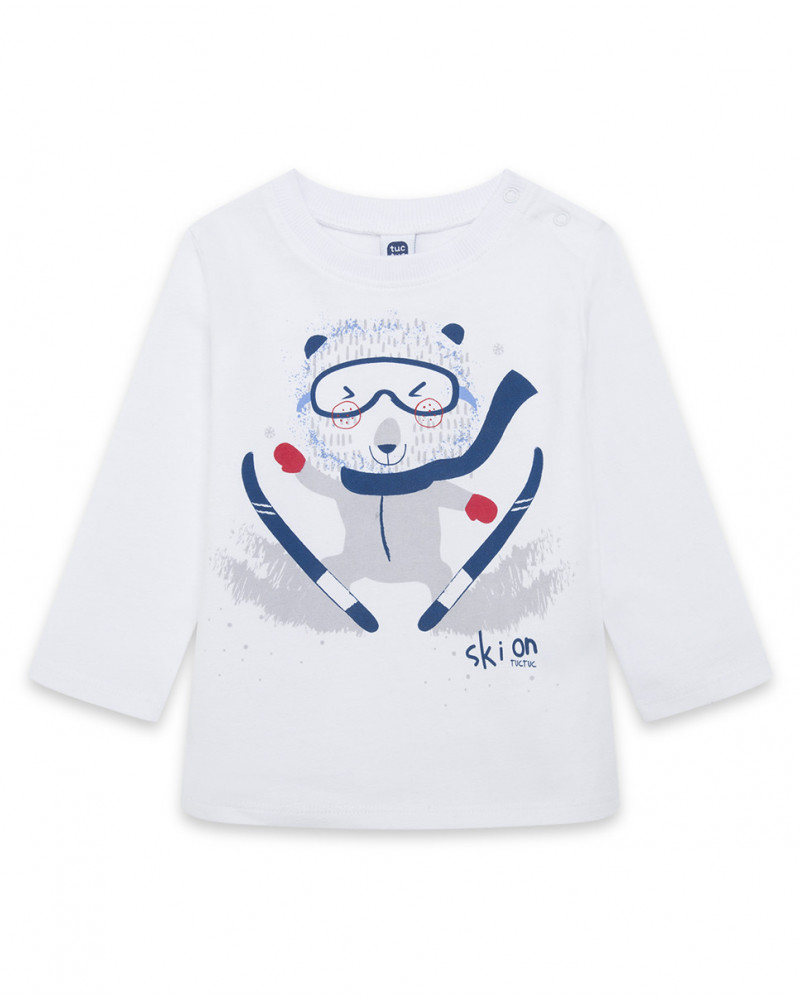 Tee-shirt en jersey ourson polaire garçon blanc glaciar