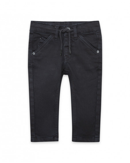 Pantalon en sergé lacets garçon gris mountain Pantalon en sergé lacets garçon gris mountain