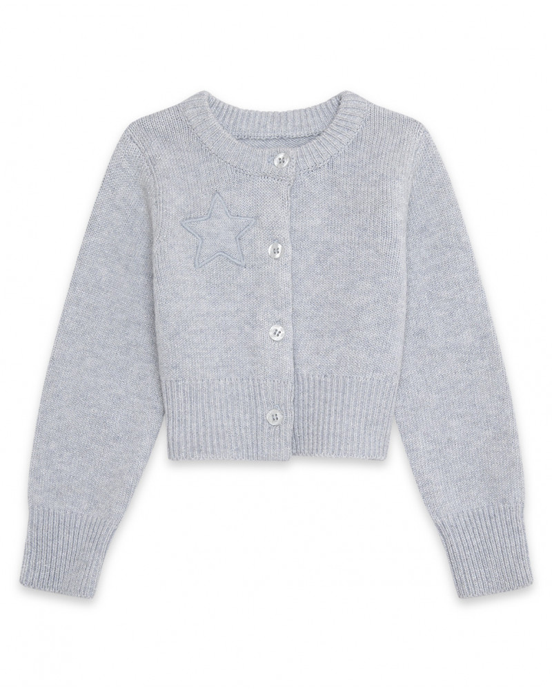 Veste en tricot boutons fille gris glaciar