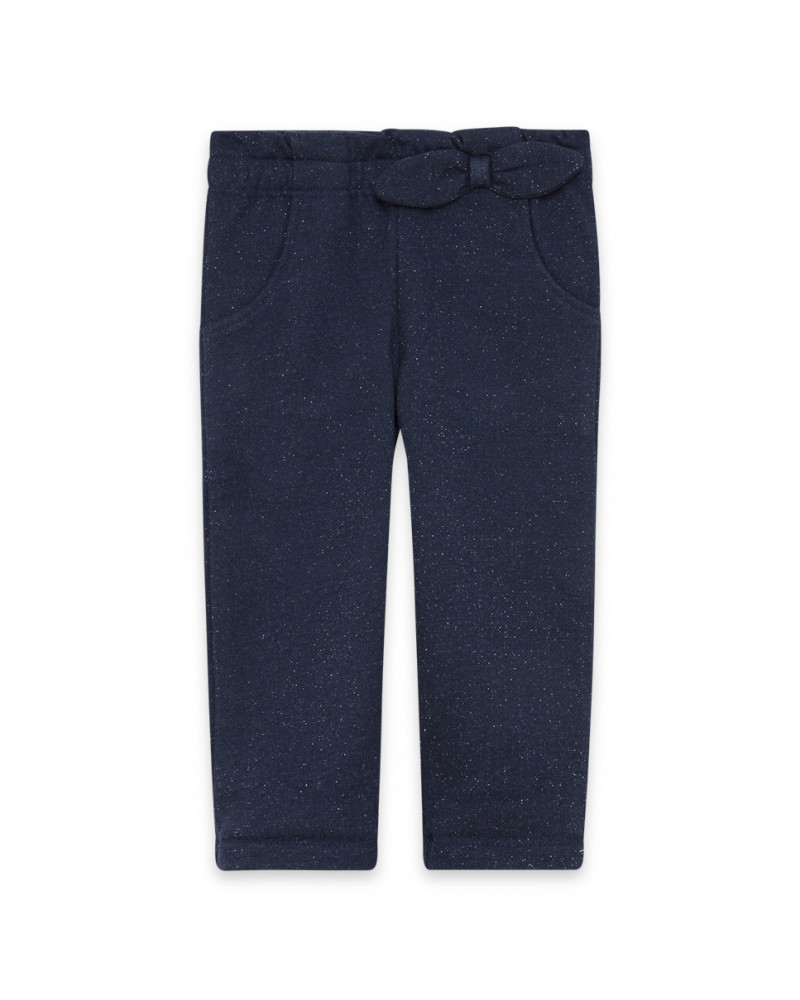 Pantalon en peluche points fille bleu kyoto girls