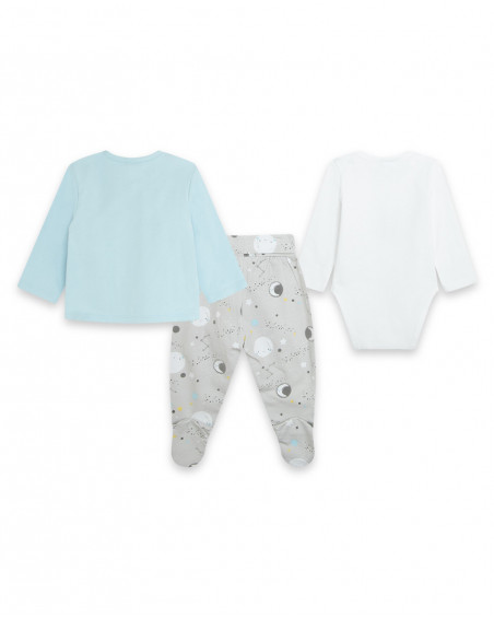 Ensemble 3 pièces jersey long avec pieds garçon bleu luna llena Ensemble 3 pièces jersey long avec pieds garçon bleu luna llena
