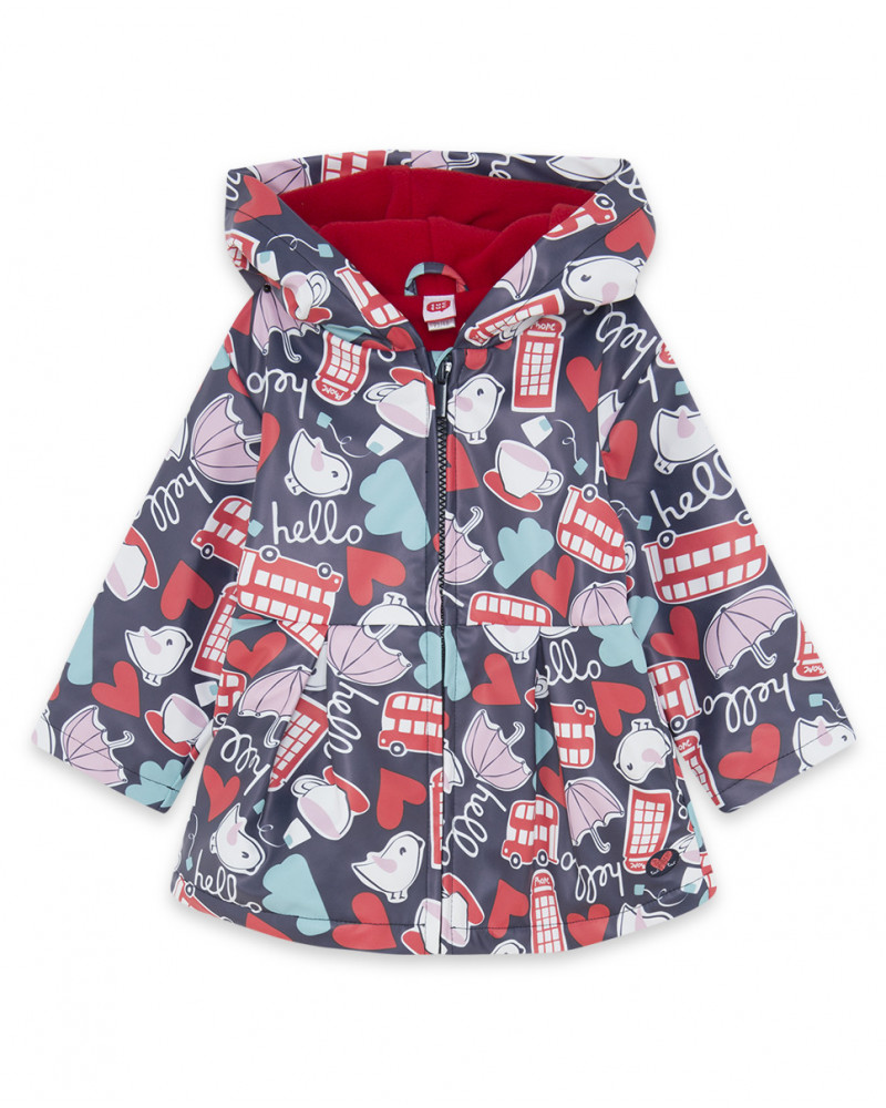 Gabardine avec capuche fille bleue hello london