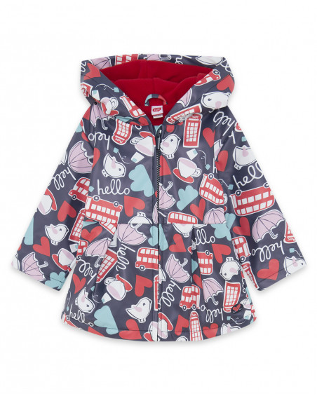 Gabardine avec capuche fille bleue hello london Gabardine avec capuche fille bleue hello london