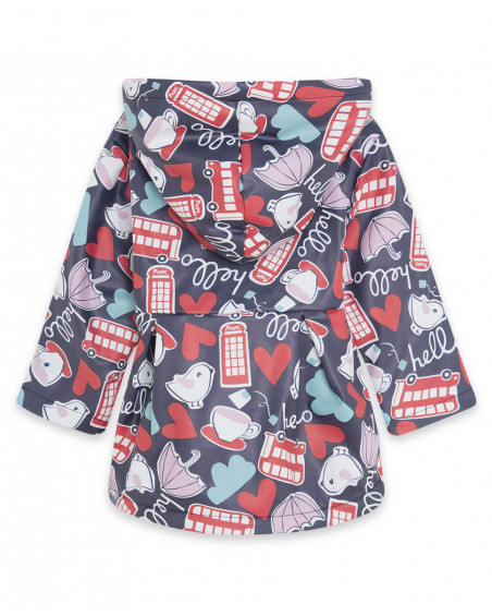 Gabardine avec capuche fille bleue hello london Gabardine avec capuche fille bleue hello london