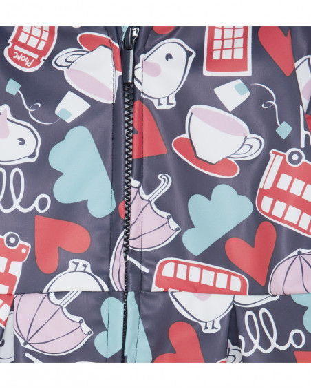 Gabardine avec capuche fille bleue hello london Gabardine avec capuche fille bleue hello london
