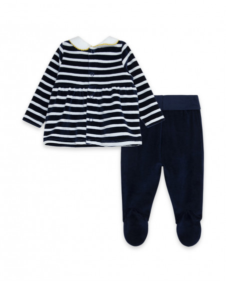 Ensemble velours long avec pieds fille bleu it's cold Ensemble velours long avec pieds fille bleu it's cold