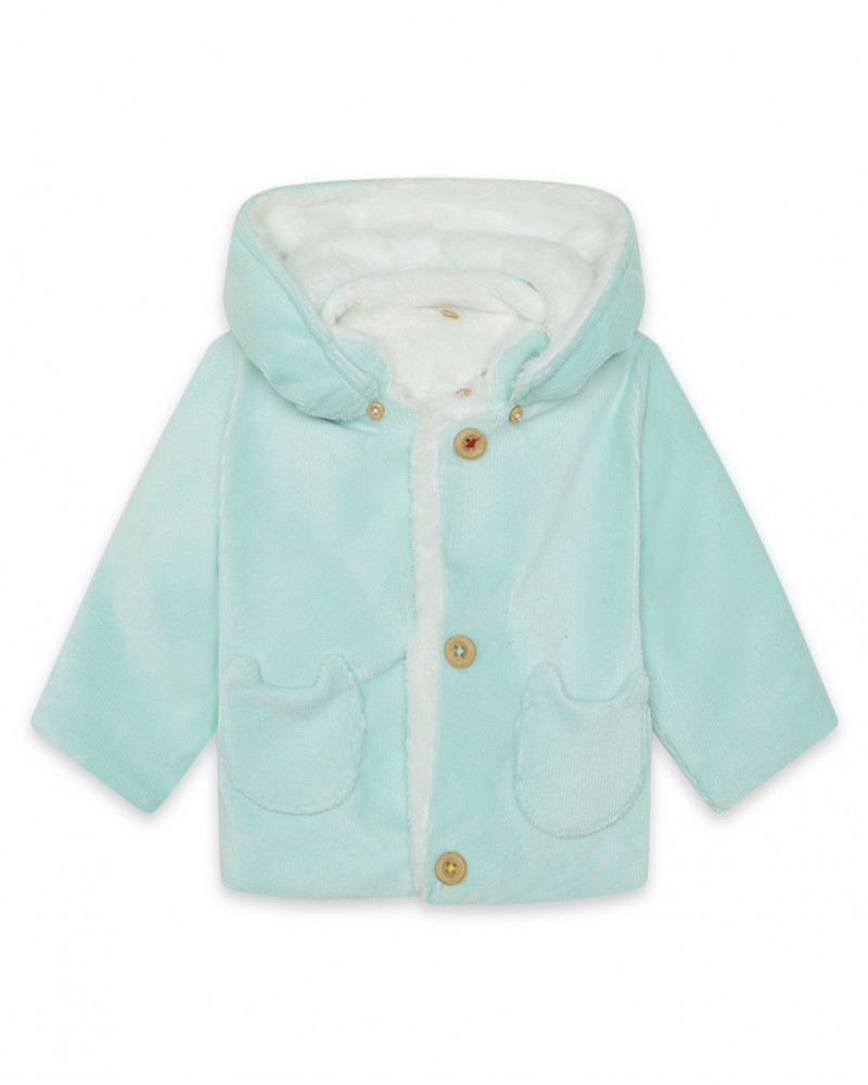 Parka réversible en fourrure avec capuche garçon bleue alphabet