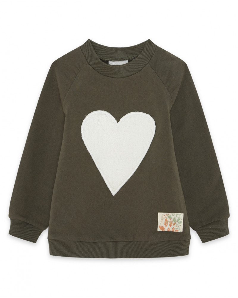 Sweat-shirt en peluche fermée sans capuche fille vert hidden