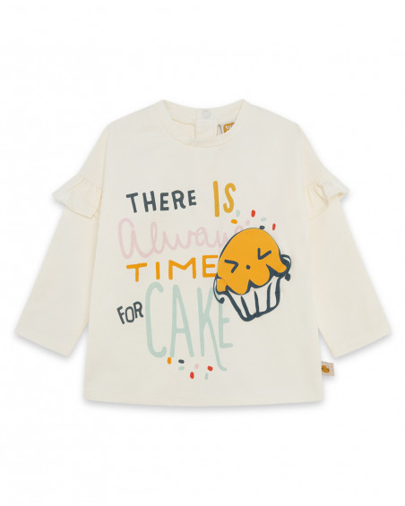 Tee-shirt en jersey message fille beige basicos kids Tee-shirt en jersey message fille beige basicos kids